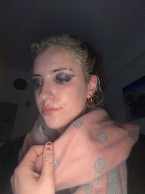 CHANEL Pink Scarf with Blue Polka Dot Motif